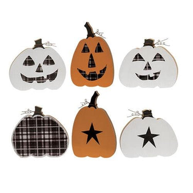 3 Set Buffalo Plaid Reversible Chunky Pumpkin Sitters - The Fox Decor